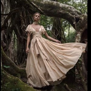 NWT Erika Peña Vale Ruffled Maxi Dress OS